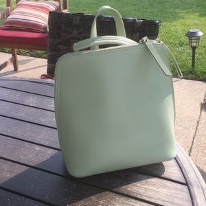 Sea foam Green Leather backpack